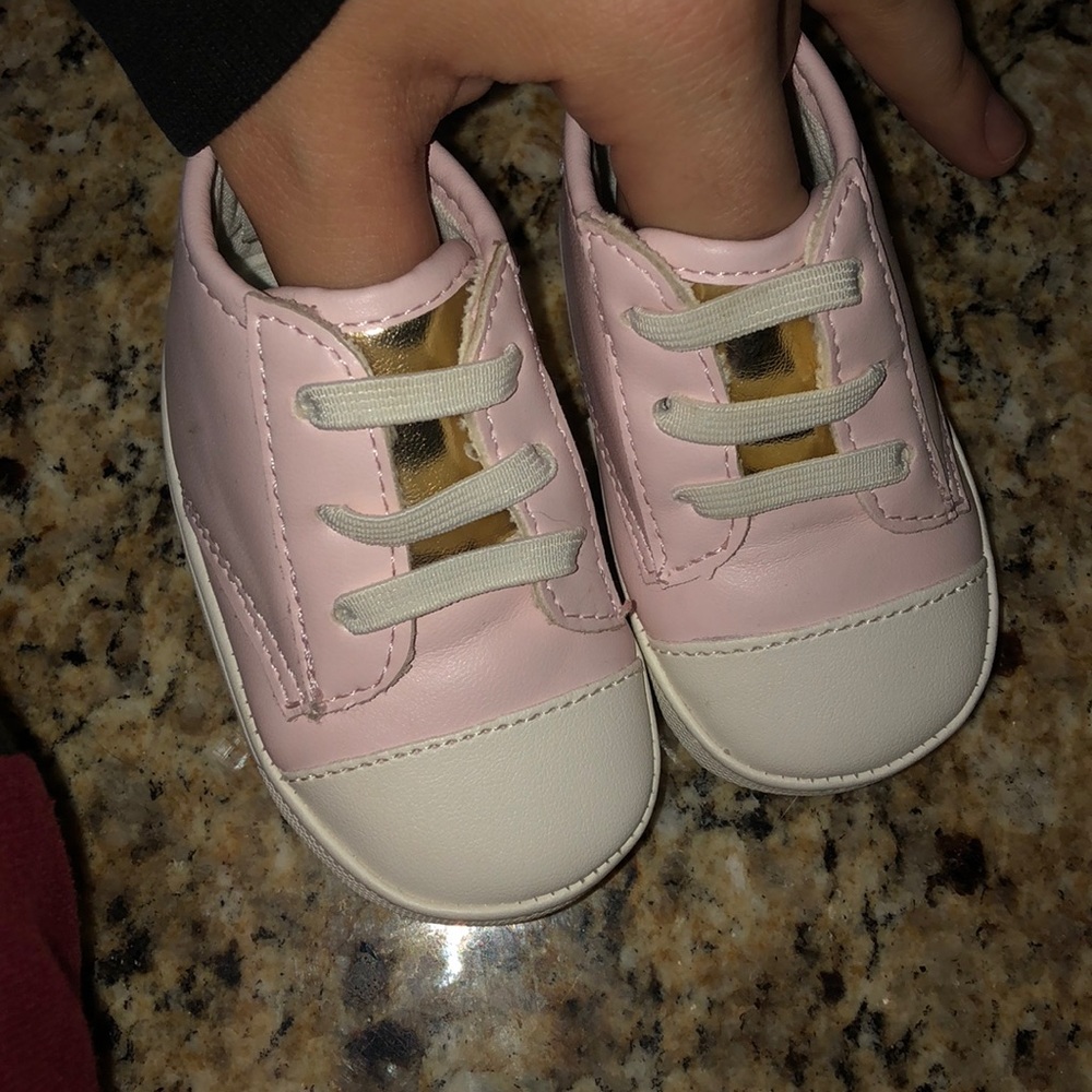 Pink and gold baby high tops